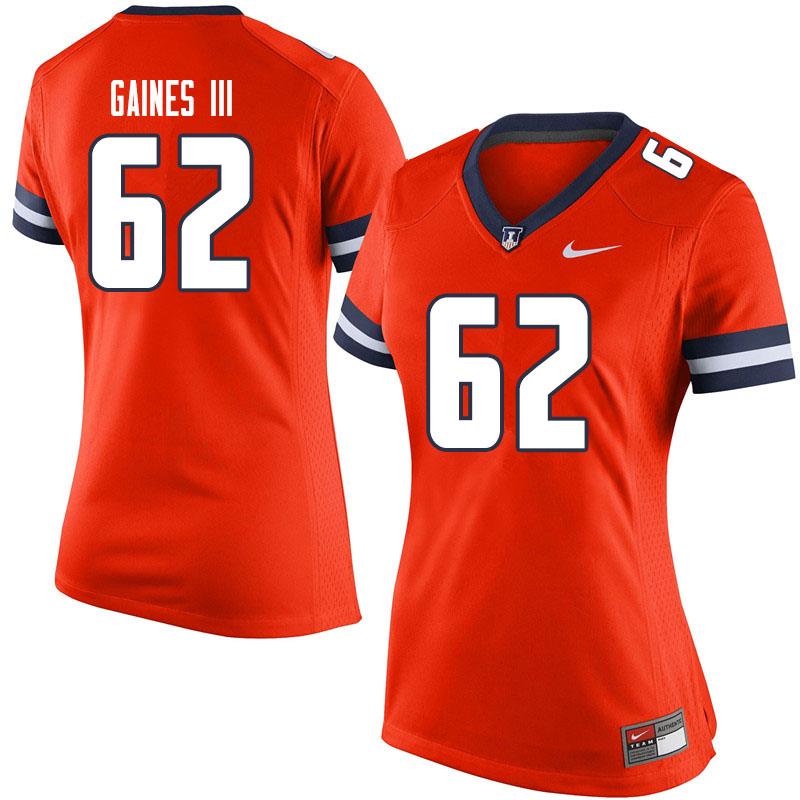 Women #62 Ron Gaines III Illinois Fighting Illini College Football Jerseys Sale-Orange